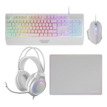 Mars Gaming MCP124PRO clavier Souris incluse USB AZERTY Français Blanc