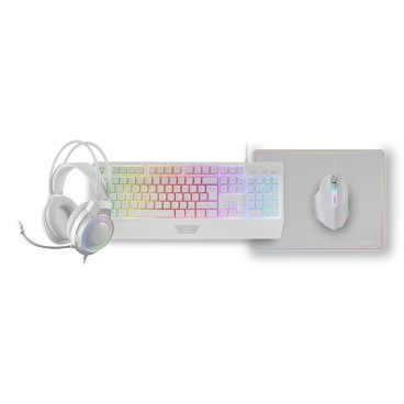 Mars Gaming MCP124PRO clavier Souris incluse USB AZERTY Français Blanc