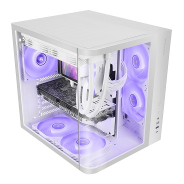 Mars Gaming MC-CURVW Midi Tower Noir, Blanc