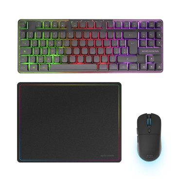 Mars Gaming MCPWTKLFR clavier Souris incluse FR sans fil +USB AZERTY Français Noir