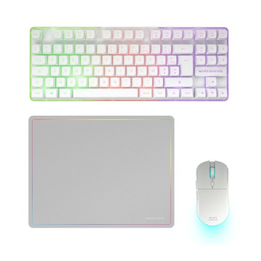 Mars Gaming MCPWTKLWFR clavier Souris incluse FR sans fil +USB AZERTY Français Blanc