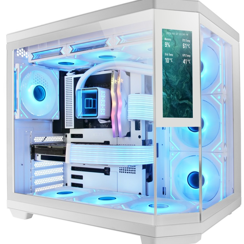 Mars Gaming MC3TCORELCDW unité centrale Midi Tower Blanc