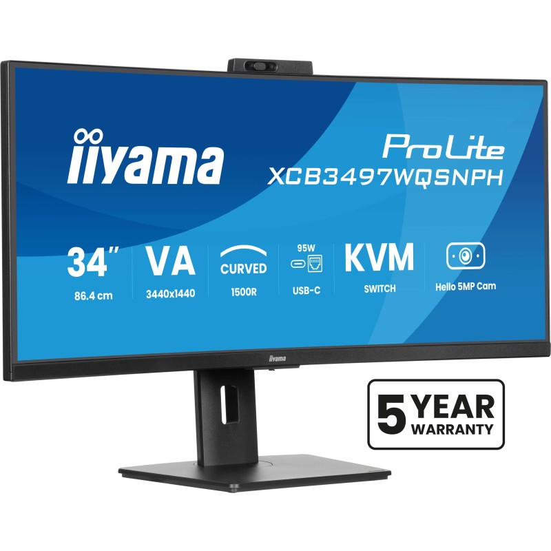 iiyama ProLite XCB3497WQSNPH-B1 écran plat de PC 86,4 cm (34") 3440 x 1440 pixels UltraWide Quad HD LED Noir