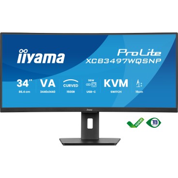 iiyama ProLite XCB3497WQSNP-B1 écran plat de PC 86,4 cm (34") 3440 x 1440 pixels UltraWide Quad HD LED Noir