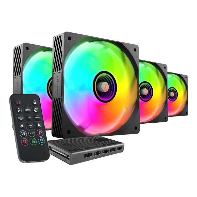 Mars Gaming MFSI4KIT système de refroidissement d’ordinateur Boitier PC Ventilateur 12 cm Noir