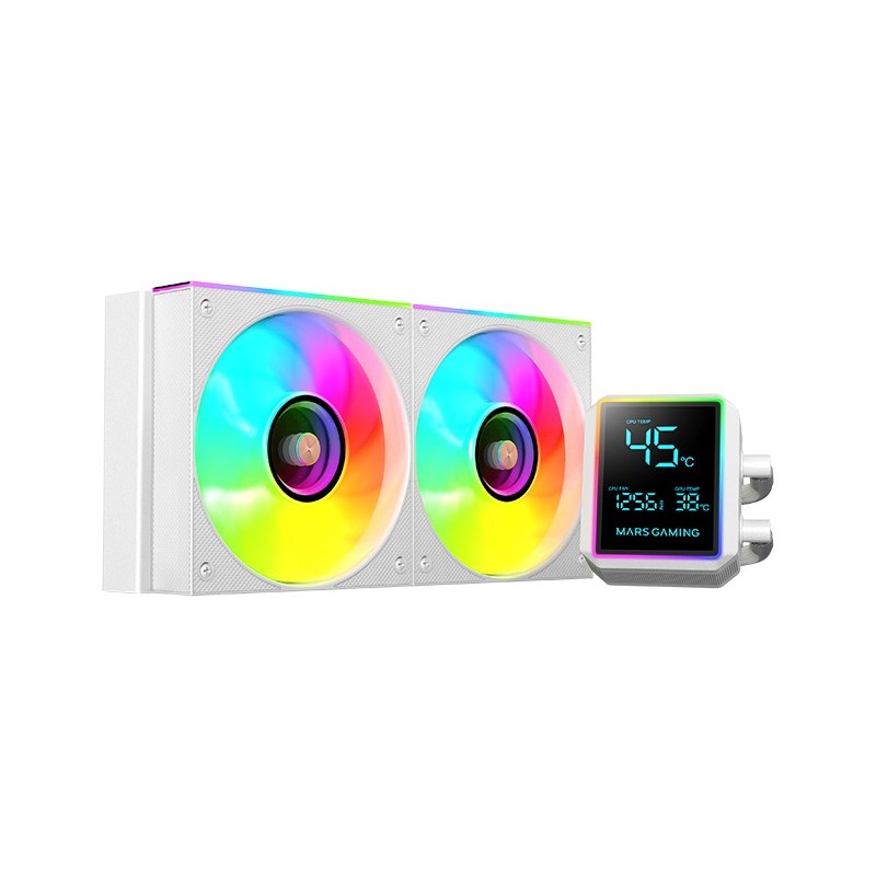Mars Gaming ML-LCDPRO240W Processeur Refroidisseur de liquide tout-en-un 12 cm Blanc 1 pièce(s)