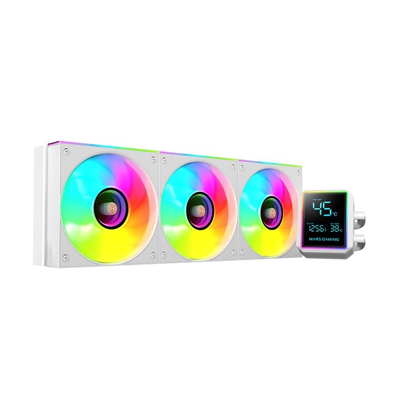 Mars Gaming ML-LCDPRO360W Processeur Refroidisseur de liquide tout-en-un 12 cm Blanc 1 pièce(s)
