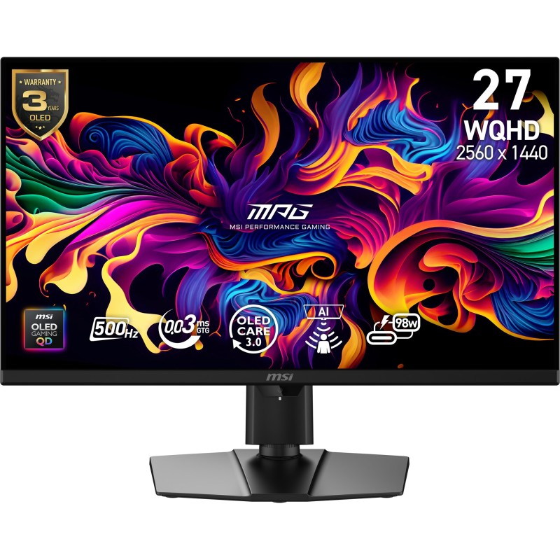 MSI MPG 271QR QD-OLED X50 écran plat de PC 67,3 cm (26.5") 2560 x 1440 pixels Wide Quad HD Noir