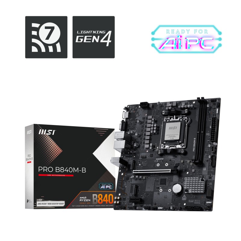 MSI PRO B840M-B carte mère AMD B840 Emplacement AM5 micro ATX