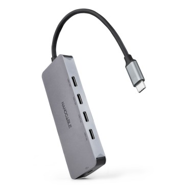 Nanocable 10.16.4505 hub & concentrateur USB 3.2 Gen 1 (3.1 Gen 1) Type-C 5000 Mbit s Gris