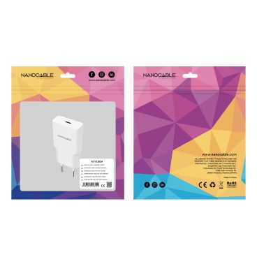 Nanocable 10.10.2024 chargeur d'appareils mobiles Smartphone Blanc Secteur Charge rapide Intérieure