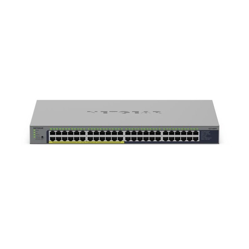 NETGEAR GS748PP Non-géré Gigabit Ethernet (10 100 1000) Connexion Ethernet, supportant l'alimentation via ce port (PoE) Gris