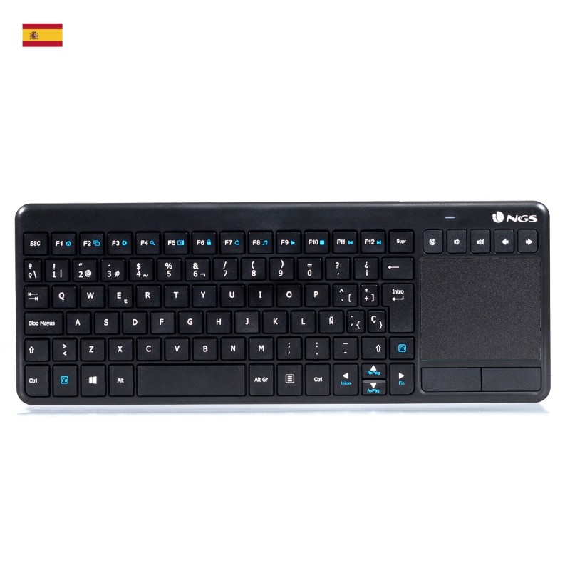 NGS TV Warrior, QWERTY, ES clavier Maison RF sans fil Espagnole Noir