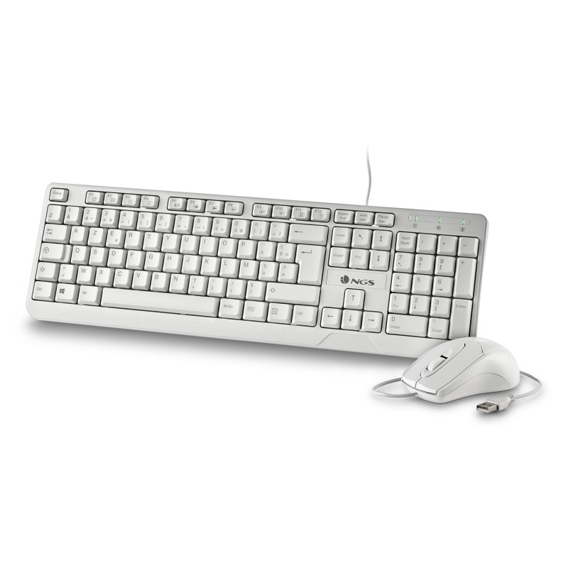 NGS COCOAKITWHITEFRENCH FR clavier Souris incluse maison bureau USB AZERTY Français Blanc