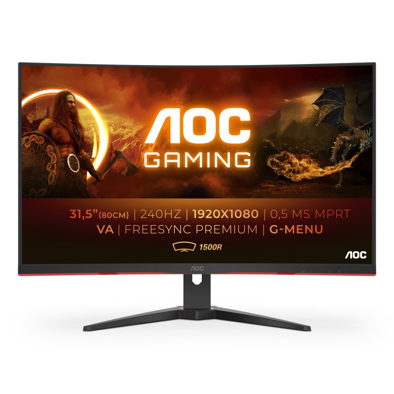 AOC G2 C32G2ZE BK écran plat de PC 80 cm (31.5") 1920 x 1080 pixels Full HD LED Noir, Rouge