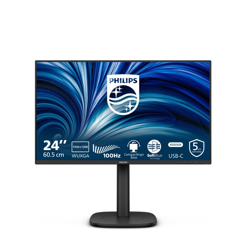 Philips 3000 series 24B2N3200D 00 écran plat de PC 61,2 cm (24.1") 1920 x 1200 pixels WUXGA LCD Noir