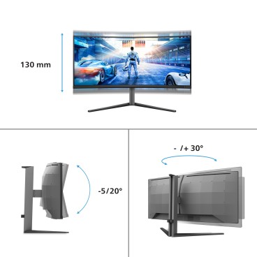 Philips Evnia 6000 34M2C6500 00 écran plat de PC 86,4 cm (34") 3440 x 1440 pixels Wide Quad HD QD-OLED Gris