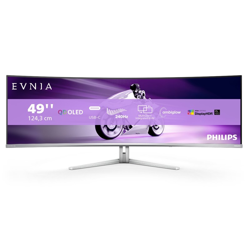 Philips Evnia 8000 49M2C8900 00 écran plat de PC 124,2 cm (48.9") 5120 x 1440 pixels Dual QHD QD-OLED Blanc