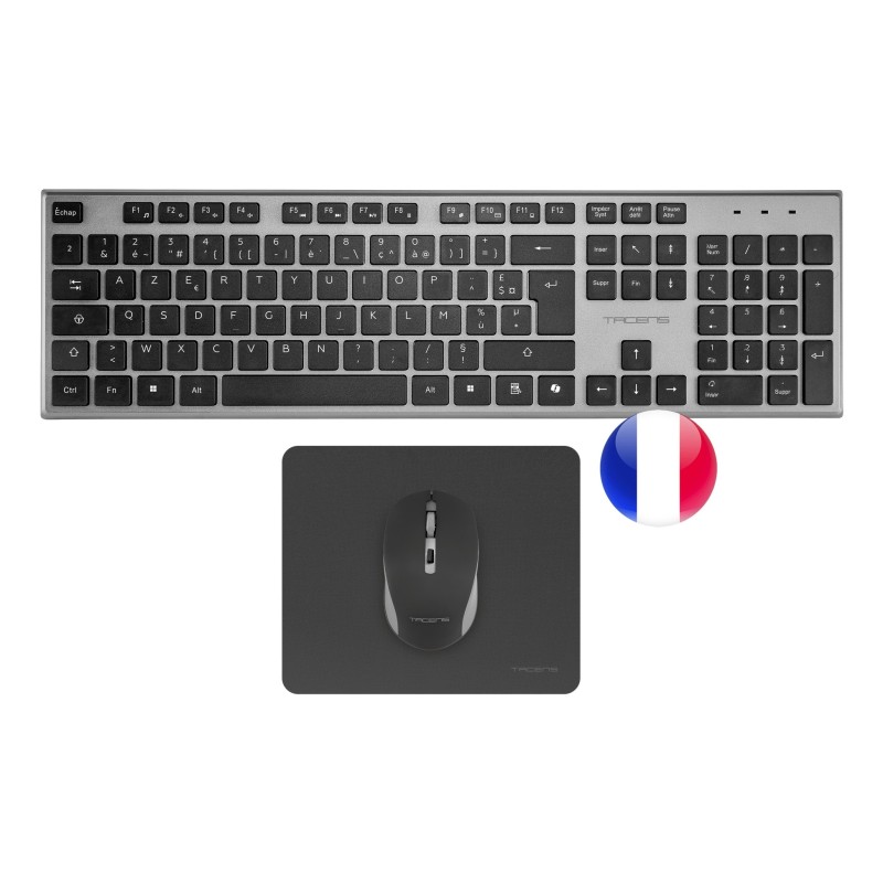 Tacens 6ZENITHFR clavier Souris incluse maison bureau RF sans fil AZERTY Français Gris