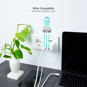 TooQ TQWC-GANQC2PD65WT chargeur d'appareils mobiles Universel Blanc Secteur Charge rapide Intérieure