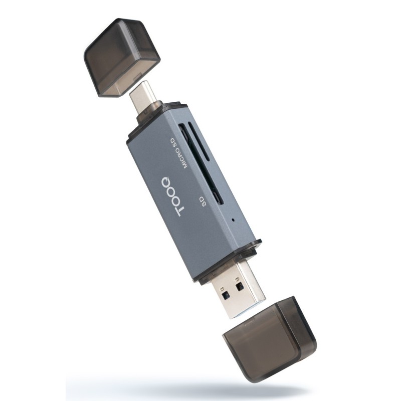 TooQ TQR-3001G lecteur de carte mémoire USB 3.0 Type-A Type-C Gris