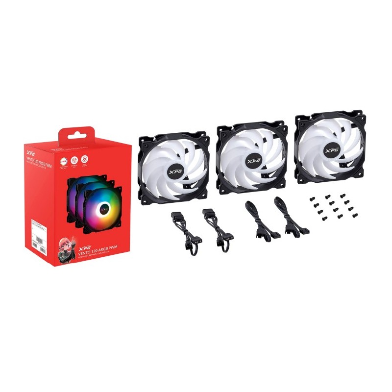 XPG VENTO 120 ARGB PWM Boitier PC Ventilateur 12 cm Noir 3 pièce(s)