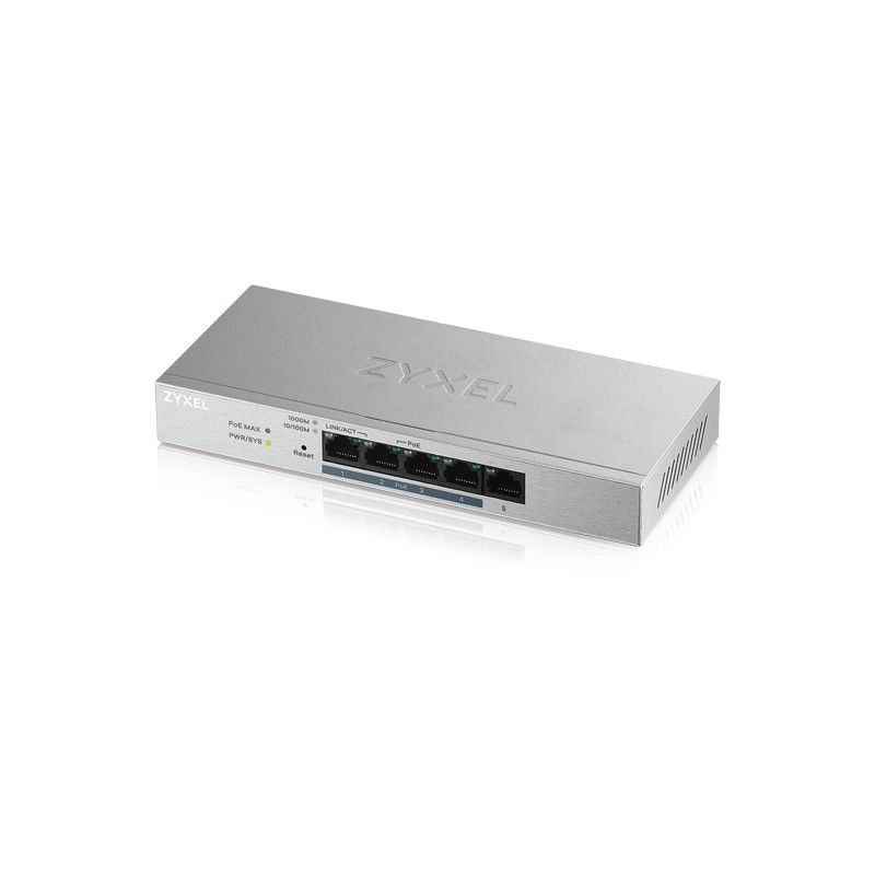 Zyxel GS1200-5HP v2 Géré Gigabit Ethernet (10 100 1000) Connexion Ethernet, supportant l'alimentation via ce port (PoE) Gris