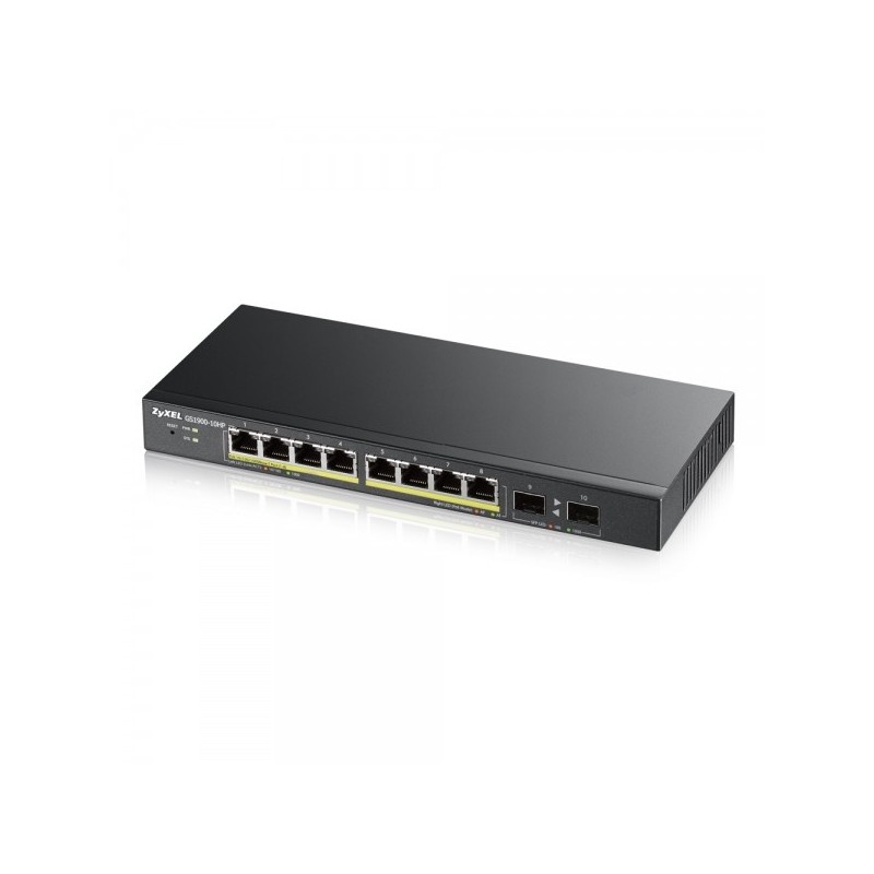Zyxel GS1900-8HP v3 PoE Géré L2 Gigabit Ethernet (10 100 1000) Connexion Ethernet, supportant l'alimentation via ce port (PoE)