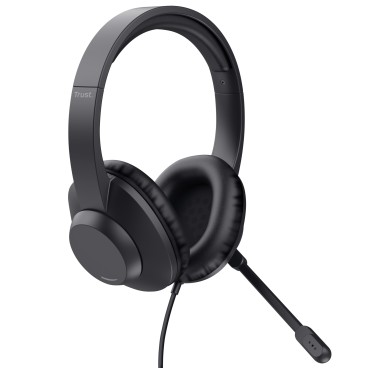 Trust Ayda Max Casque Avec fil Arceau Bureau Centre d'appels Noir