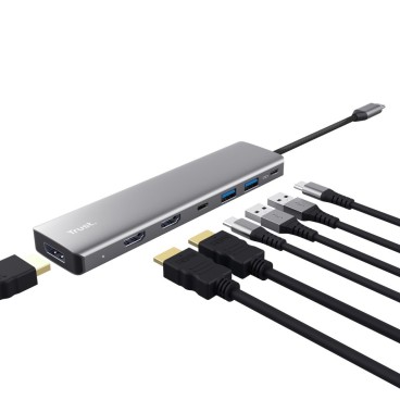 Trust 25661 hub & concentrateur USB Type-C Aluminium