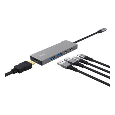 Trust 26062 hub & concentrateur USB Type-C Gris