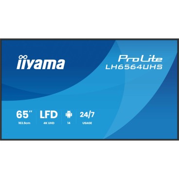 iiyama LH6564UHS-B1AG Écran d'affichage dynamique Écran plat de signalisation numérique 165,1 cm (65") Wifi 500 cd m² 4K Ultra