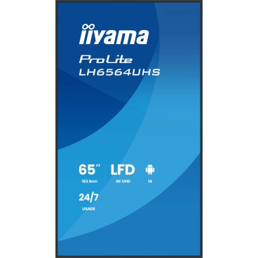 iiyama LH6564UHS-B1AG Écran d'affichage dynamique Écran plat de signalisation numérique 165,1 cm (65") Wifi 500 cd m² 4K Ultra