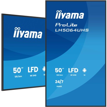 iiyama LH5064UHS-B1AG Écran d'affichage dynamique Écran plat de signalisation numérique 127 cm (50") Wifi 500 cd m² 4K Ultra HD