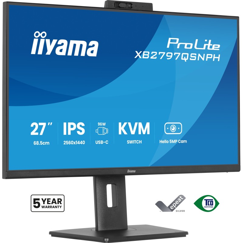 iiyama ProLite XB2797QSNPH-B1 27IN IPS LCD 4MS 2560X1440 350CD M2 HDMI DP USB 2 écran plat de PC 68,6 cm (27") 2560 x 1440
