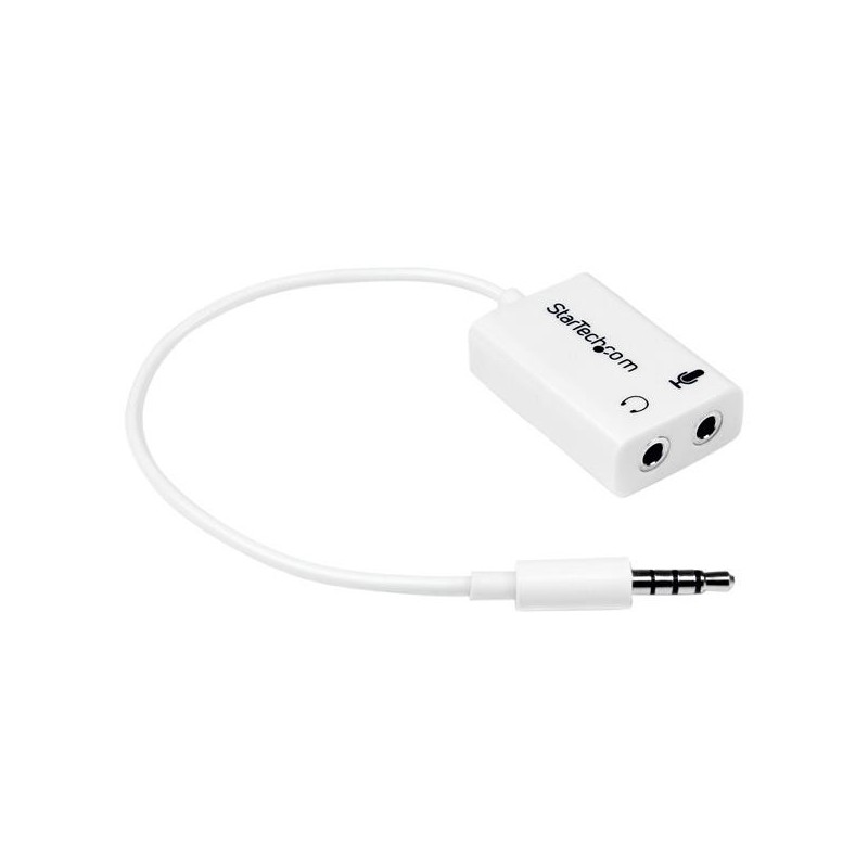StarTech.com Adaptateur pour casque avec prises pour écouteur et microphone séparées - Mini-Jack 3,5mm 1x (M) 2x (F) - Blanc