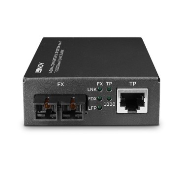 Lindy Convertisseur de média SC 10 100 1000 Base-T vers 1000 Base-FX, Multimode