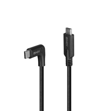 Lindy Câble USB 3.2 Type C de 0.5m, angle droit à 90°, 10Gbit s, PD 60W
