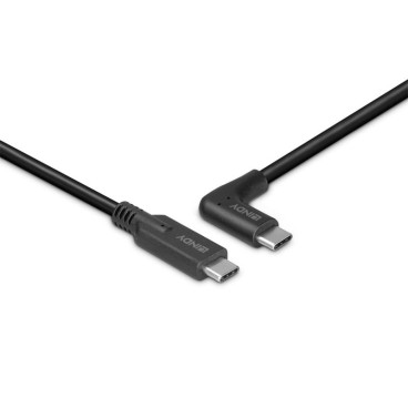 Lindy Câble USB 3.2 Type C de 0.5m, angle droit à 90°, 10Gbit s, PD 60W