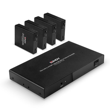 Lindy Splitter Extender Cat.6 4 ports HDMI 4K60 & IR, 70m
