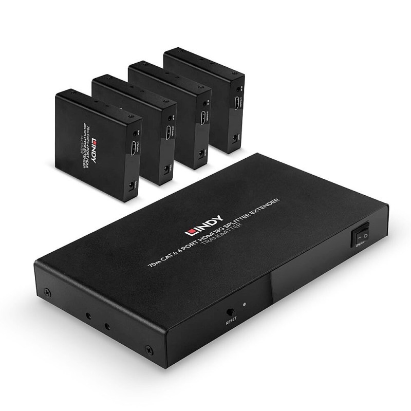 Lindy Splitter Extender Cat.6 4 ports HDMI 4K60 & IR, 70m