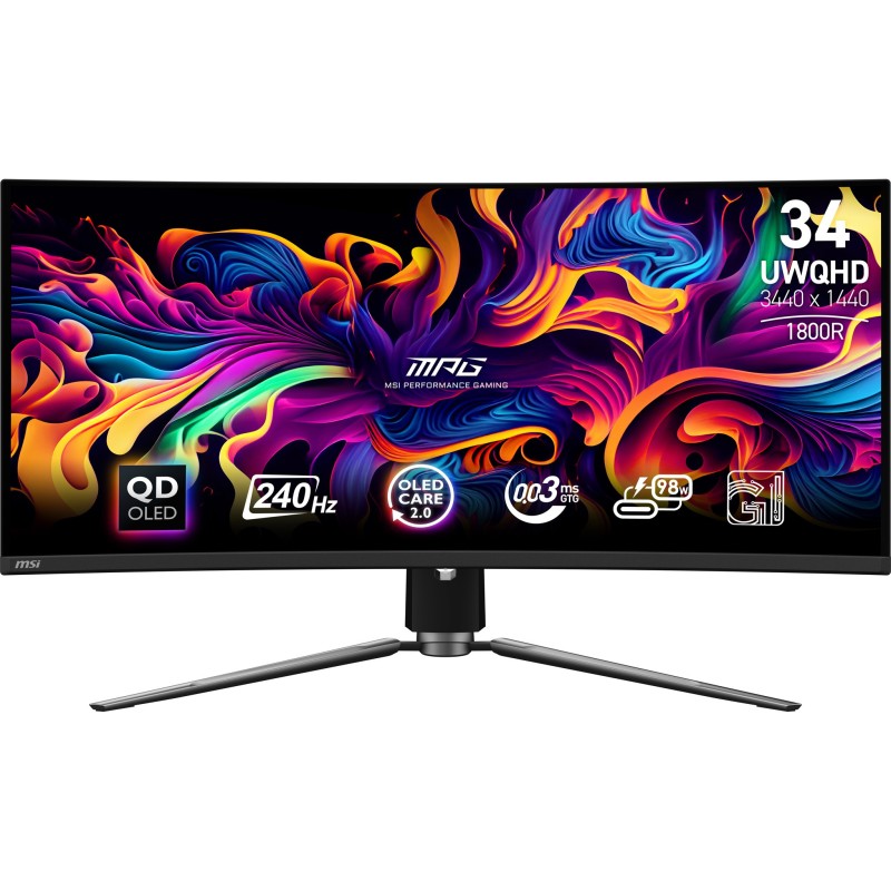 MSI MPG 341CQPX QD-OLED écran plat de PC 86,4 cm (34") 3440 x 1440 pixels UltraWide Quad HD Noir
