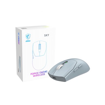 MSI Forge Gm340 Wireless Sky souris Gaming Ambidextre RF sans fil + Bluetooth Optique 12000 DPI