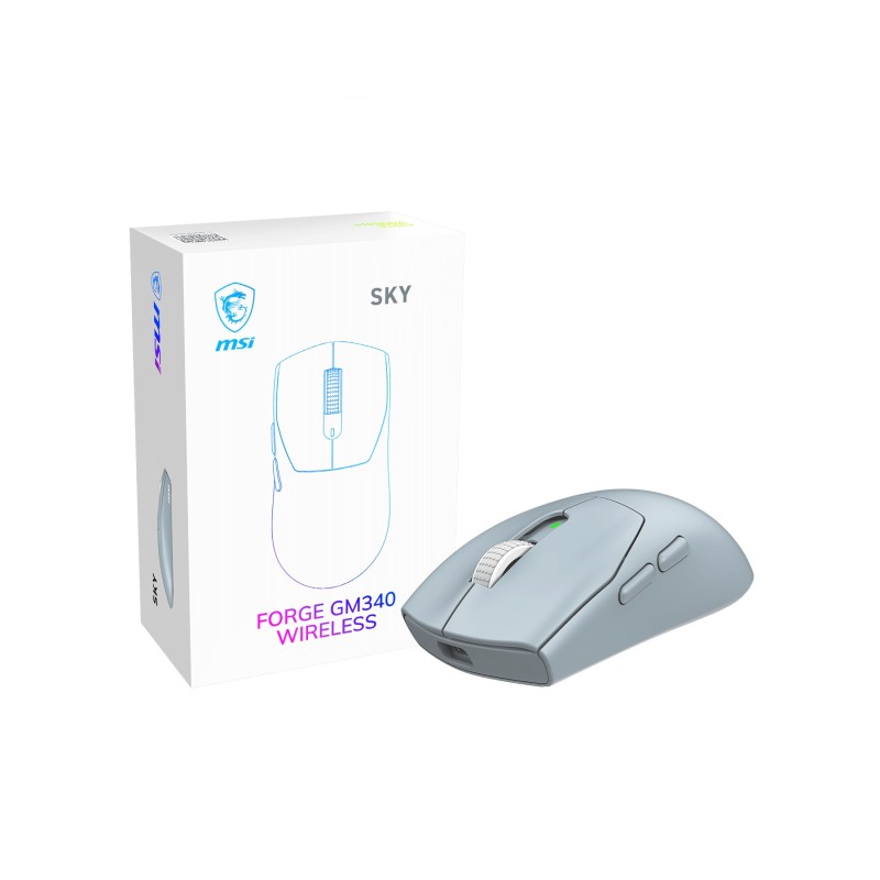MSI Forge Gm340 Wireless Sky souris Gaming Ambidextre RF sans fil + Bluetooth Optique 12000 DPI