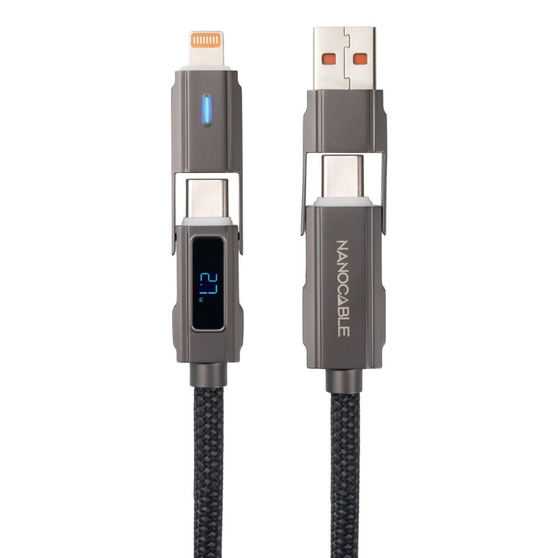 Nanocable 10.01.2501 câble USB USB 2.0 1 m USB A USB C USB C Lightning 27 W Noir