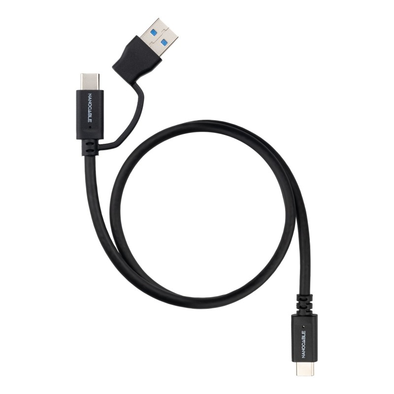 Nanocable 10.01.4801 câble USB USB 3.2 Gen 2 (3.1 Gen 2) 1 m USB A USB C USB C 10 Gbit s 60 W Noir