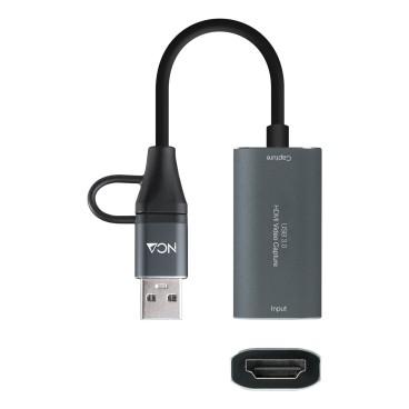 Nanocable 10.15.0001 câble vidéo et adaptateur HDMI Type A (Standard) USB Type-C + USB Type-A Gris