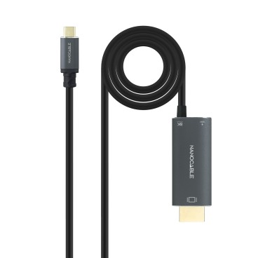 Nanocable 10.15.5182 câble vidéo et adaptateur 1,8 m USB Type-C HDMI + USB Type-C Noir