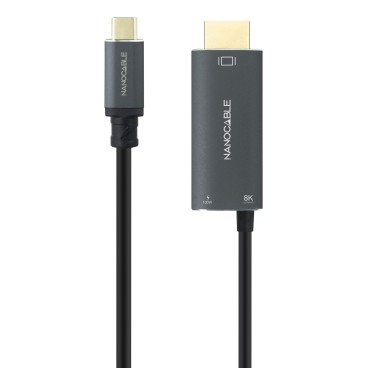 Nanocable 10.15.5182 câble vidéo et adaptateur 1,8 m USB Type-C HDMI + USB Type-C Noir