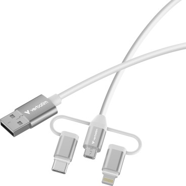 Verbatim 32394 câble USB USB 2.0 1 m USB A 2 x USB C Micro USB-B Lightning 0,48 Gbit s 18 W Blanc